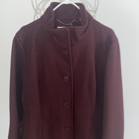 Calvin Klein Walker Coat in Bordeaux - Picture 6 of 16